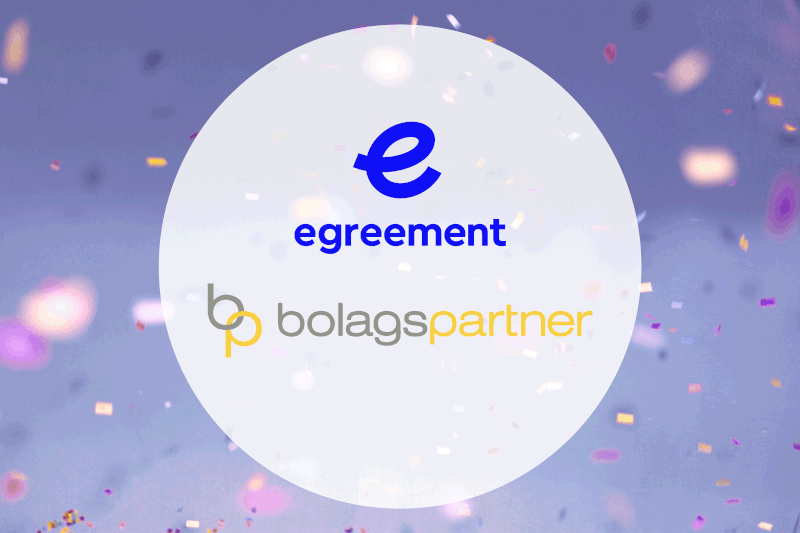 Anniversary photo with Egreement and Bolagspartner logos 